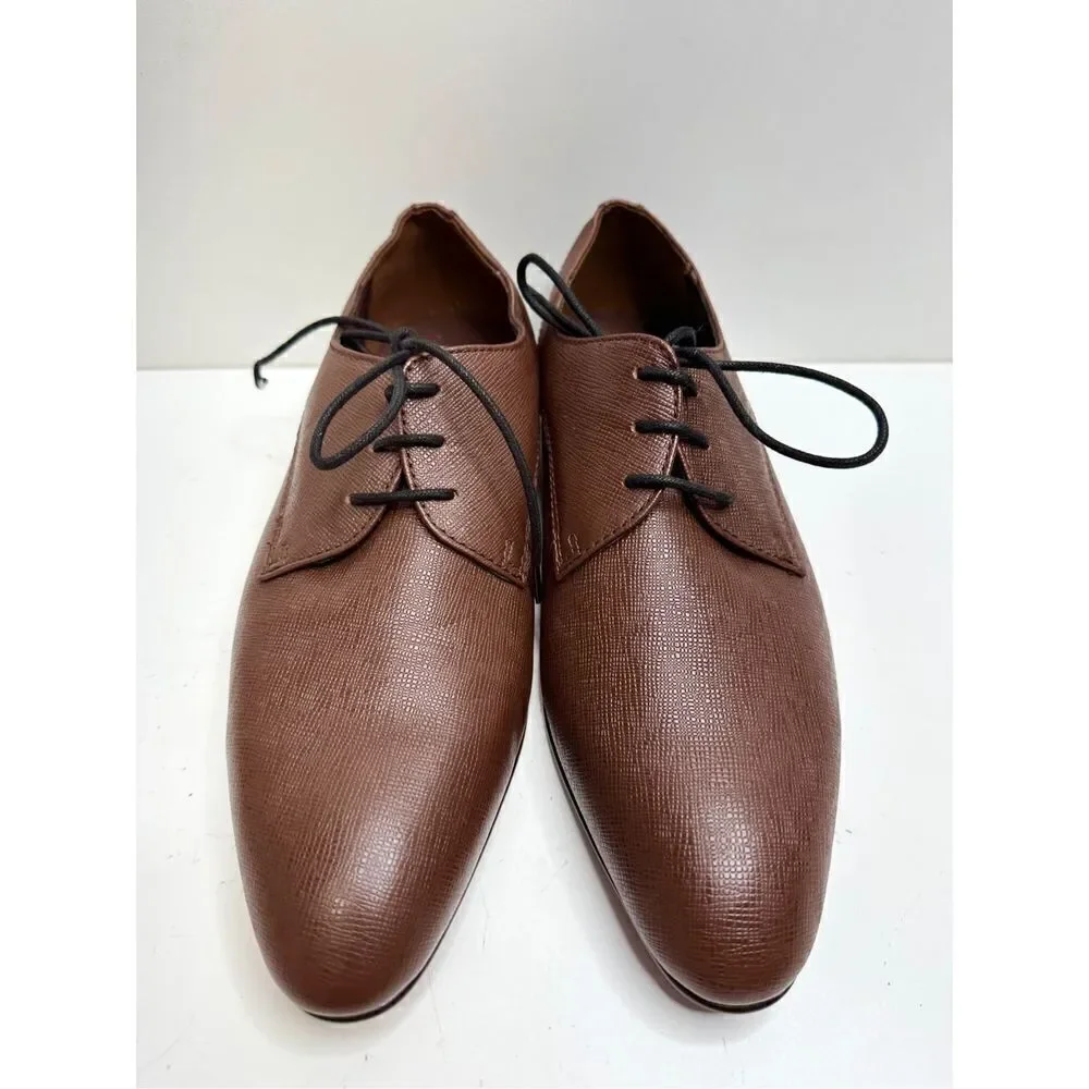BP‎ Dress Shoes Mens Size 8.5 Brown Leather Derby Textured Plain Toe Shoes